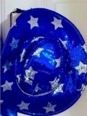 Blue Sequin Star Cowboy Hat Cowgirl hat blue sequin cowboy hat with Silver Stars